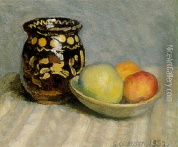 Still Life With Fruit Oil Painting - Sir George Clausen