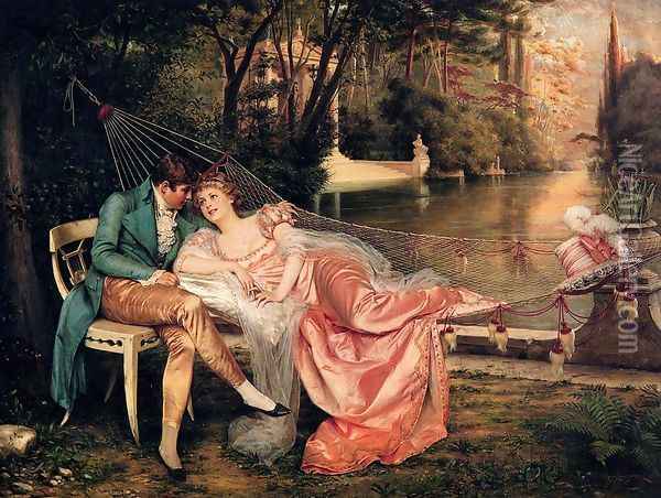 Flirtation I Oil Painting - Charles Joseph Frederick Soulacroix