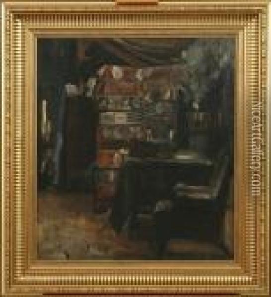 Interior From The Artist's Studio Oil Painting - Herman A. Vedel