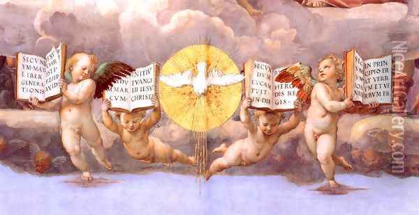 The Stanza della Segnatura Ceiling [detail: 4] Oil Painting - Raphael