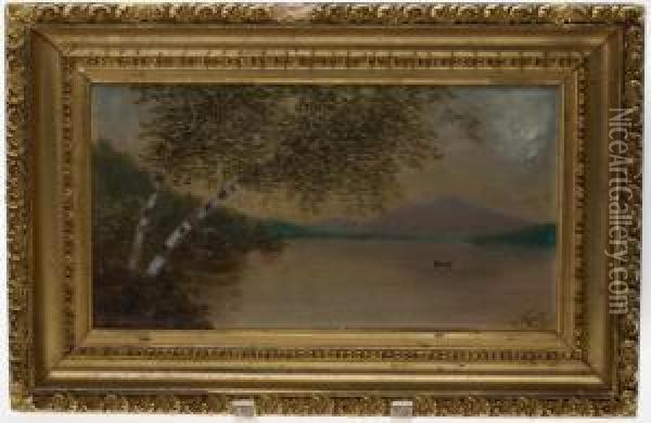 Hudson River Lake Landscape Oil Painting - Nelson Augustus Moore