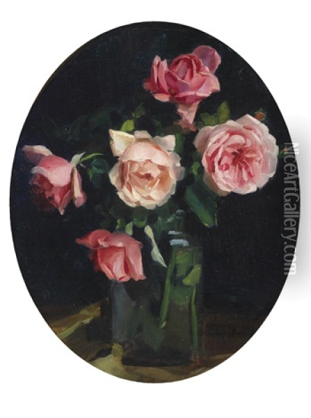 Rosen In Vase Oil Painting - Emil Pap