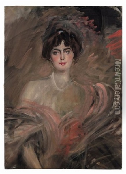 Ritratto Di Mademoiselle Emilienne Le Roy Oil Painting - Giovanni Boldini