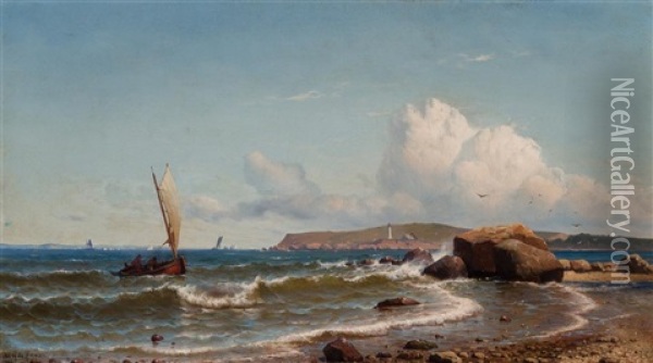 Lighthouse On The Shore Oil Painting - Mauritz Frederick Hendrick de Haas