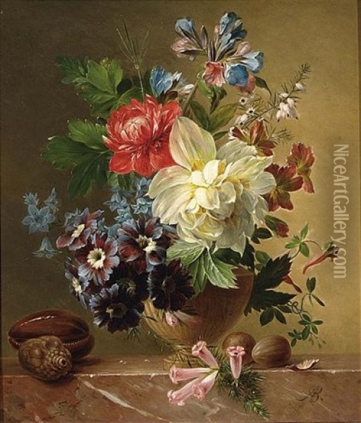 A Flower Still Life Oil Painting - Arnoldus Bloemers