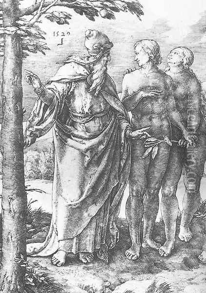 Adam and Eve (Expulsion from the Paradise) 1510 Oil Painting - Lucas Van Leyden