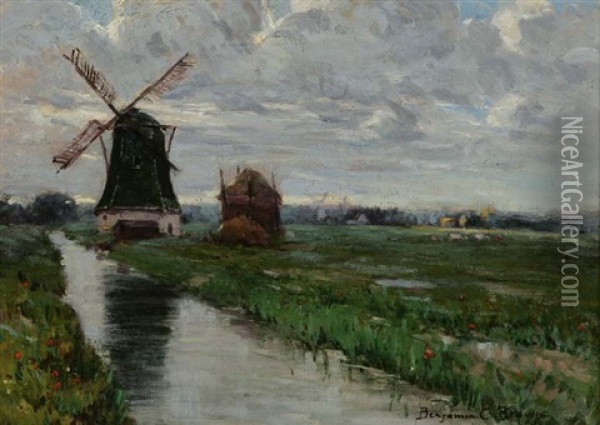 Windmill, Holland Oil Painting - Benjamin Chambers Brown