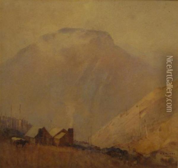 A Cottage In Mountain Landscape Oil Painting - Benjamin Edwin Minns