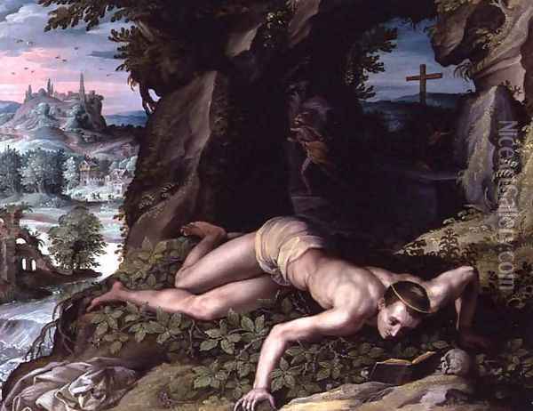The Temptation of St. Benedict c.1587 Oil Painting - Alessandro Allori