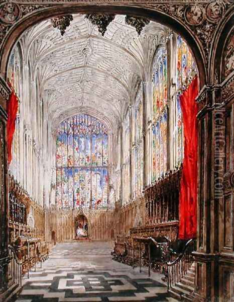 Interior of Kings College Chapel Oil Painting - Joseph Murray Ince