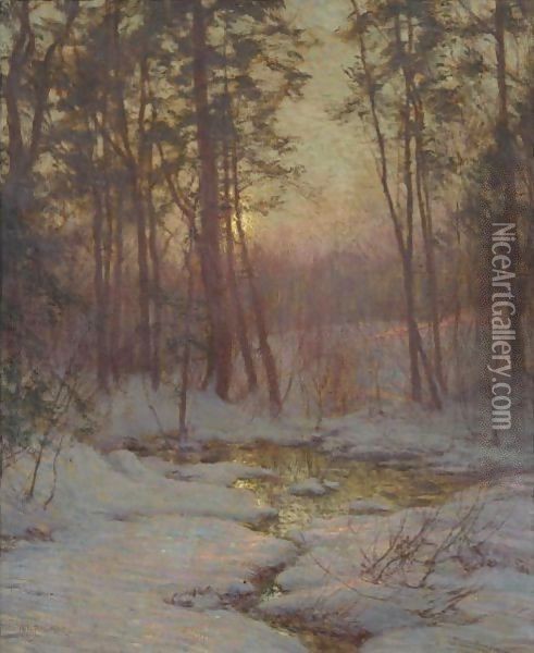 Winter Stream At Sunset Oil Painting - Walter Launt Palmer