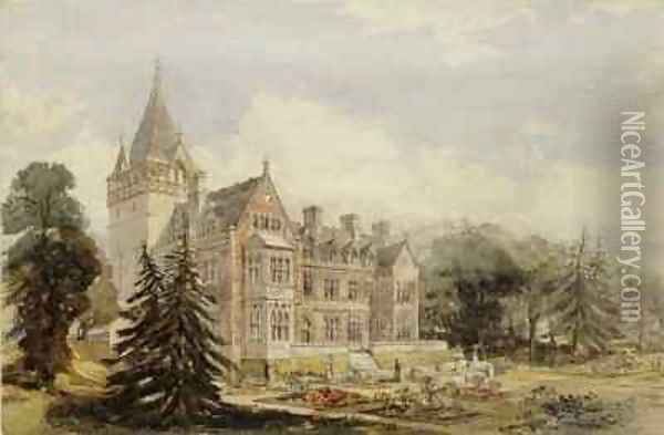 Early perspective design of the garden Oil Painting - William Burges