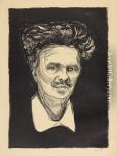 Portrait August Strindberg Oil Painting - Edvard Munch