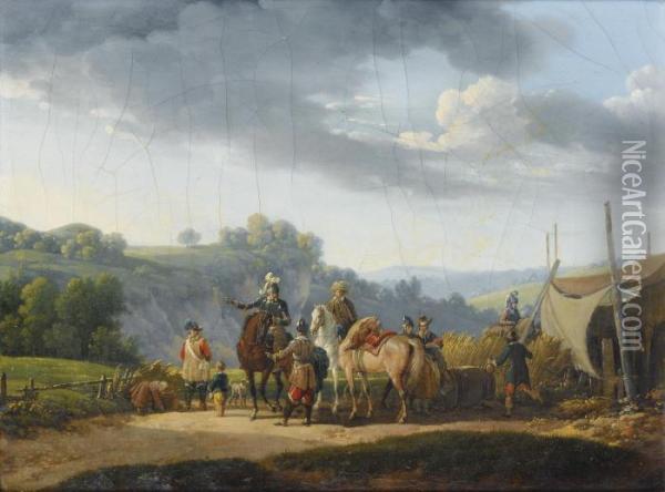 Halte De Cavaliers Oil Painting - Joseph Swebach-Desfontaines