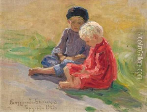 Playing Children Oil Painting - Nikolai Petrovich Bogdanov-Belsky