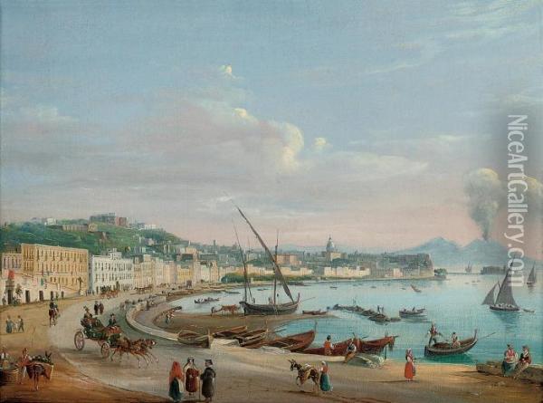 On The Promenade On The Bay Of Naples Oil Painting - Salvatore Candido