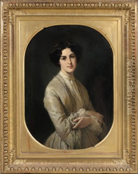 Portrait De Femme De Trois-quarts Oil Painting - Edouard Dubuffe