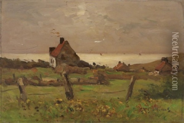 Paysage A La Chaumiere Oil Painting - Gustave Achille Guillaumet