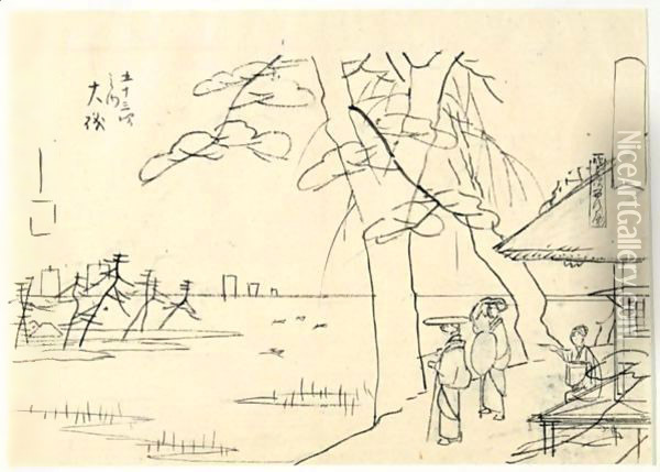 Oiso, Gojyusan Tsugi No Uchi. Oiso, Un Des Cinquante-Trois Relais. Dessins Preparatoires Oil Painting - Utagawa or Ando Hiroshige