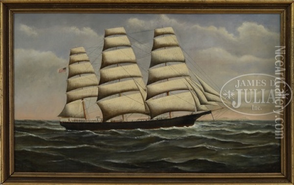 Portrait Of A Three Masted Sailing Ship Oil Painting - Joseph Park Sweetser