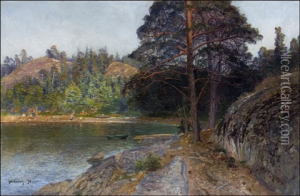 Lahden Poukama Saaristossa - Skargardsvik Oil Painting - Johan Kindborg