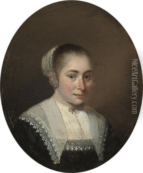 Portrait Of A Lady Traditionally Identified As Mary Cropper Oil Painting - Cornelius Jonson