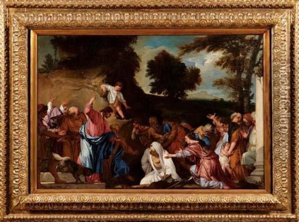 La Resurrezione Di Lazzaro Oil Painting - Giovanni Antonio Fumiani