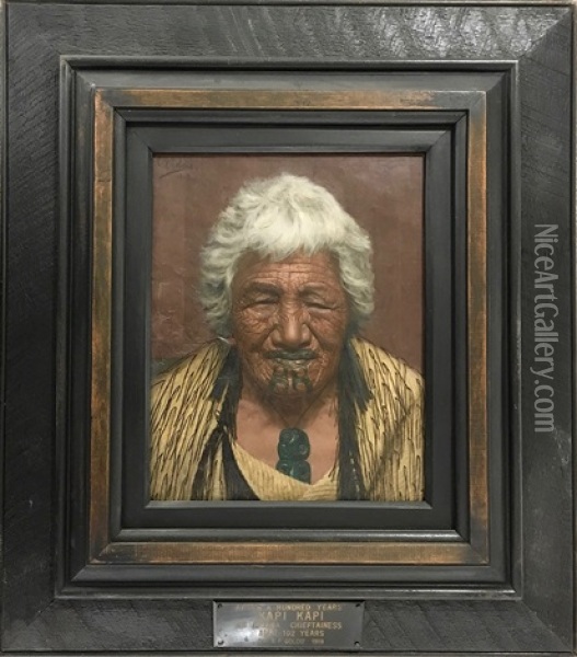 After A Hundred Years - Kapi Kapi ( An Arawa Chieftainess) Aged 102 Years Oil Painting - Charles Frederick Goldie