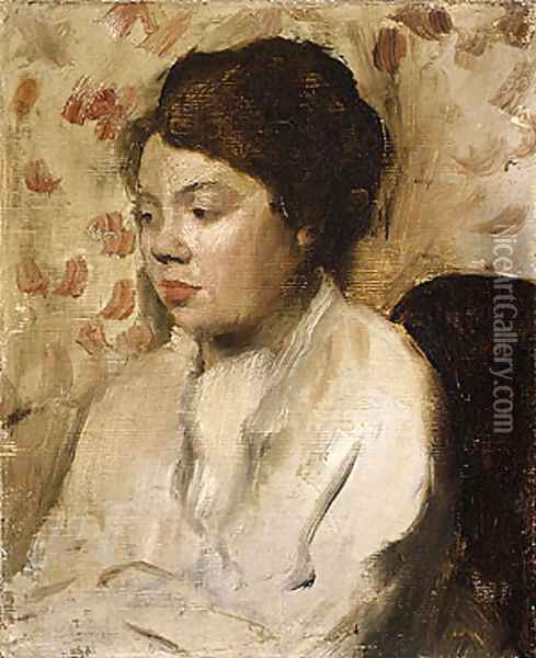 Portrait of a Young Woman ca. 1885 Oil Painting - Edgar Degas