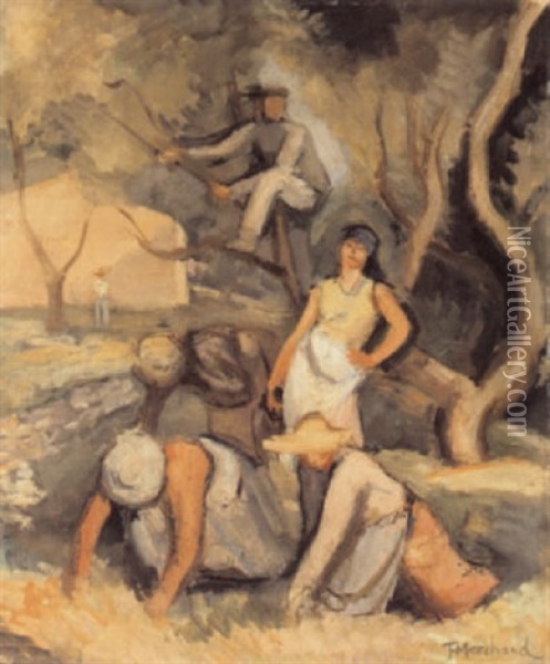 Paysans Dans La Foret Oil Painting - Jean Hippolyte Marchand