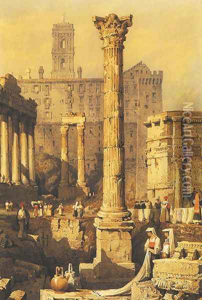 Rome. The Forum Oil Painting - Samuel Prout