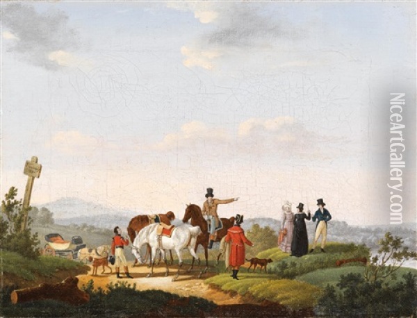 Begnung Auf Der Landstrase Oil Painting - Edouard Swebach