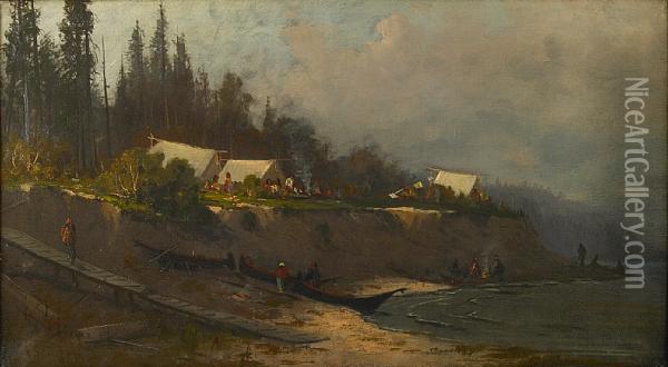 Indians On Puget Sound Near Port Townsend, Washington Oil Painting - Frederick Ferdinand Schafer