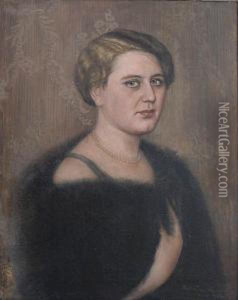 Portret Kobiety Oil Painting - Boleslaw Nawrocki