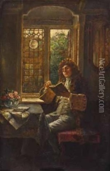 A Good Book Oil Painting - William A. Breakspeare
