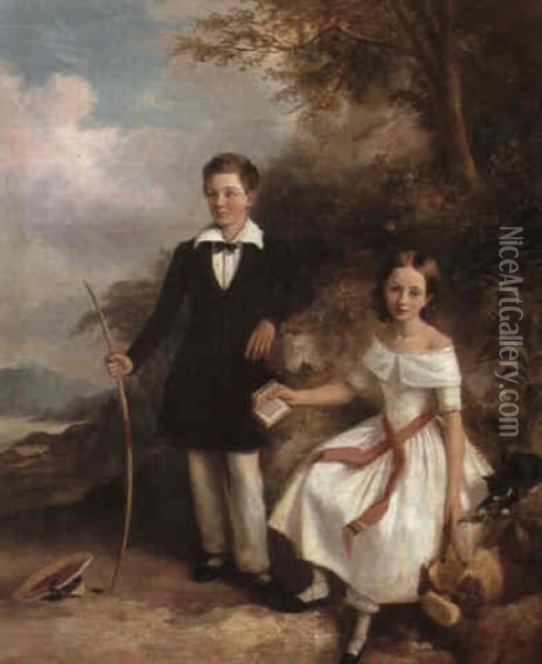 Portrait Of Robert Ker Watson And Margaret Adam Watson, The Children Of Robert Watson And Elizabeth Watson (nee Pollard) Oil Painting - John Watson Gordon