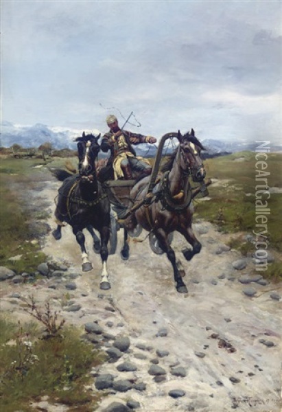 On The Move Oil Painting - Bohdan von Kleczynski