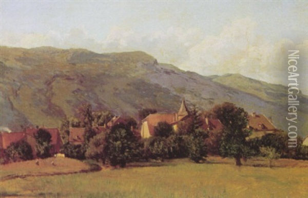 Mountain Village Landscape Oil Painting - Martin Rico y Ortega