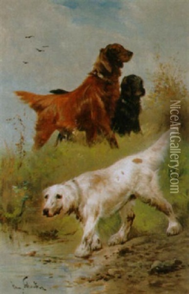 Frei Jagdhunde Auf Der Pirsch Oil Painting - Henry Schouten