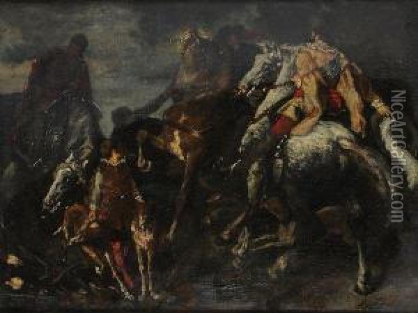 Cavaliers A La Chasse Oil Painting - Ferdinand Victor Leon Roybet
