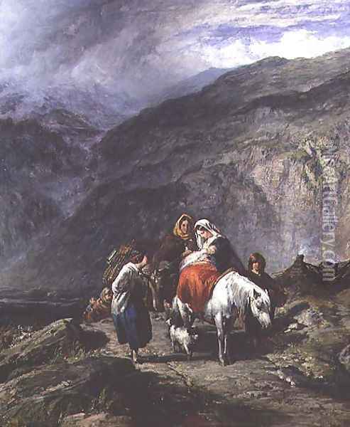 Gypsy family on a mountain track Oil Painting - Paul Falconer Poole
