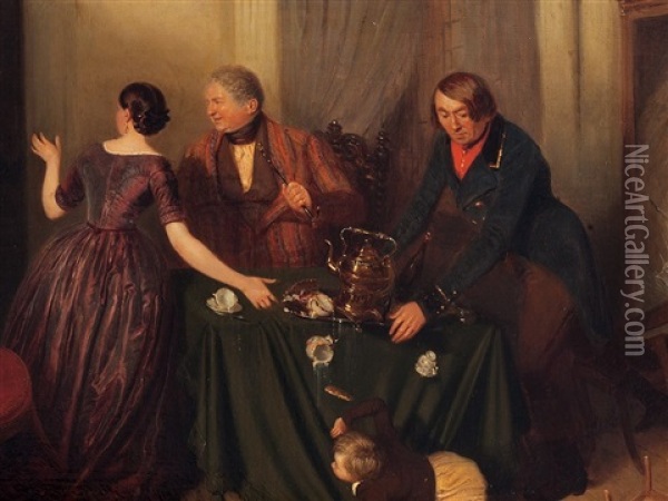 Reunion With Difficulties Oil Painting - Josef Danhauser
