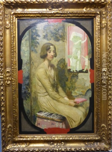 Portrait Of A Lady Seated Oil Painting - Robert Anning Bell
