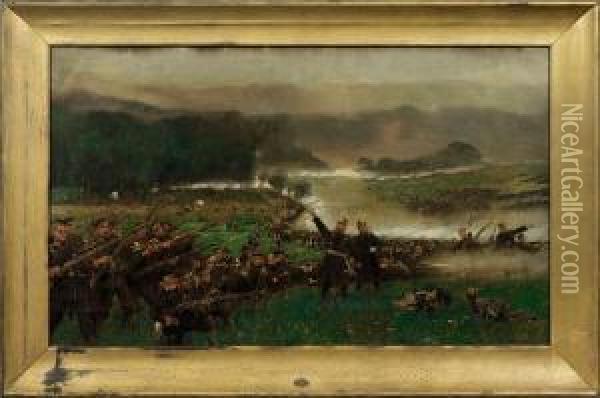 Kronzprinz Friedrich Ineiner Schlacht Des Deutsch-franzosischen Krieges1870 Oil Painting - Carl Rochling