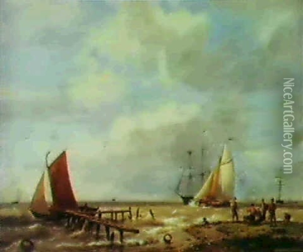 On The Zuider Zee Oil Painting - Hermanus Koekkoek the Elder