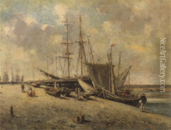 Am Pier Oil Painting - Gustave Mascart