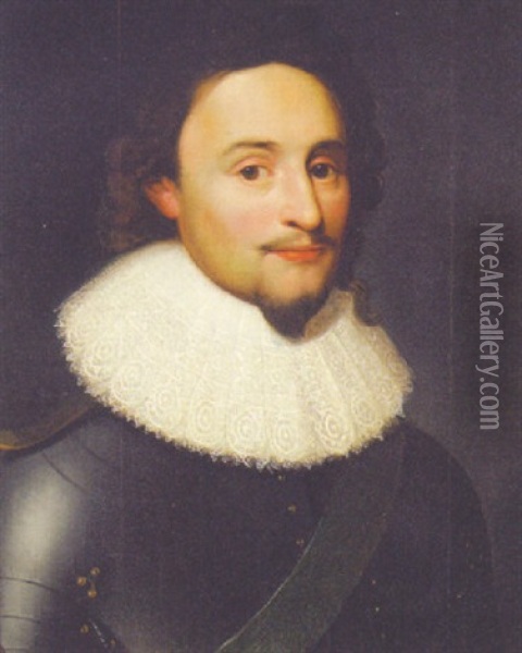 Portrait Of Frederick, Elector Of Bavaria, In Armour With A Lace Collar And A Sash Oil Painting - Gerrit Van Honthorst