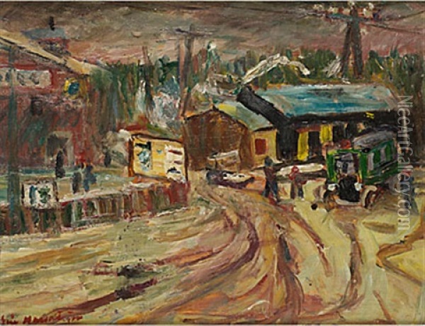 Sundbybergs Station Oil Painting - Eric C. Hallstroem