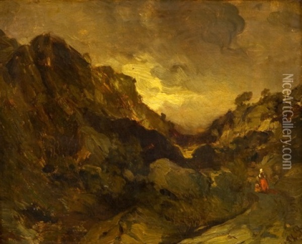 Romanticka Krajina U Provence Oil Painting - Theodore Rousseau