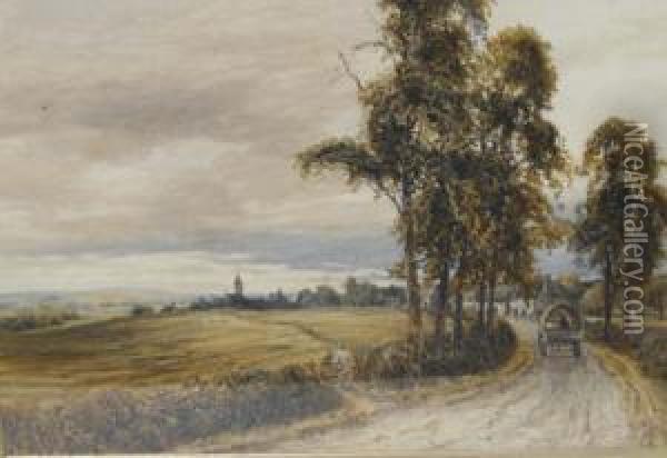Country Lane With A Figure Oil Painting - John Keeley